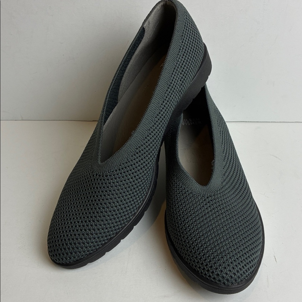 Eileen Fisher Heaven Stretch Knit Wedge Ballet Flat Black 10 Podiatrist Aporoved